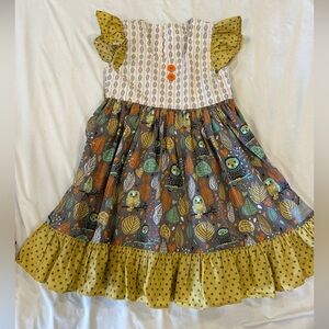 Eleanor Rose Gray and Yellow Leaf Print Dress